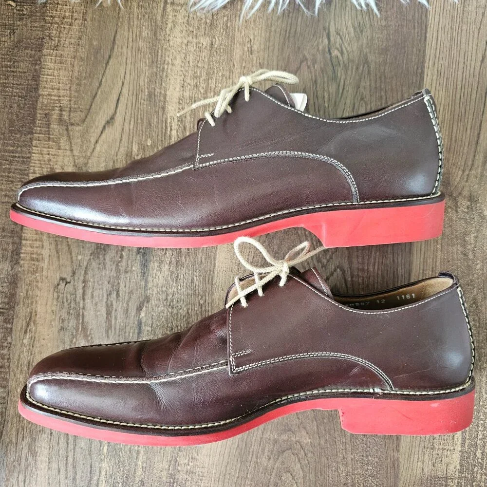 Michael Toschi Mirco Italian Bicycle Toe Oxford Shoes US12 Chocolate Red Sole